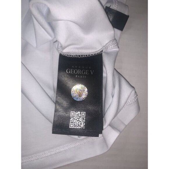 AVENUE GEORGE V Paris Men's‎ White Graphic T-Shirt With Black Panther Rhinestone - Picture 8 of 14